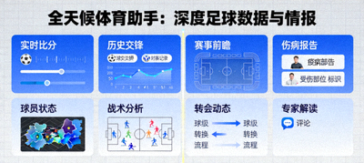 全天候体育助手提供深度足球数据与情报的示意图